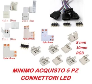 CONNETTORI Clip 10mm 4pin rgb angolare DRITTO per striscia led strip 5050 3528 5 - Foto 1 di 8