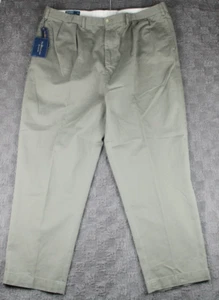 Polo Ralph Lauren Andrew Men Green Pants 46B X 32 Big Tall Pleated Classic New - Picture 1 of 21