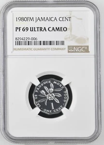 1980 Jamaica 1 Cent World Coin - KM# 64 - NGC PF 69 Ultra Cameo - Picture 1 of 2