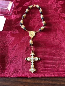 Babylon Goldfarben Strass Perlen Kreuz Rosenkranz - Bild 1 von 6
