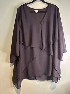 Women’s 18/20 Sheer Chiffon Blouse with Cami Dark Romantic Elegant Layered Look - Picture 1 of 5