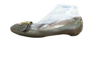 *Zapatos planos de ballet Chloe de cuero marrón con correa sin cordones talla 11 pulgadas - Imagen 1 de 9