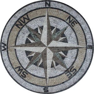 Mosaic Marble Compass Handmade Art Medallion Home Pool Design Floor - Picture 1 of 1