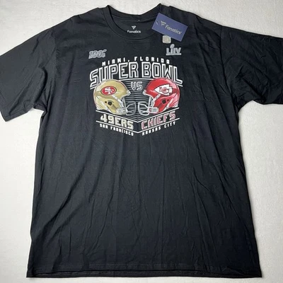 Camiseta Fanatics Super Bowl LIV Hombre 2XL NFL 2020 49ers vs. Chiefs Negra Nueva Foto 1 de 4