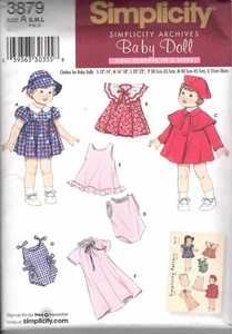 Simplicity Pattern 3879 Doll Clothes in Three Sizes - Picture 1 of 2