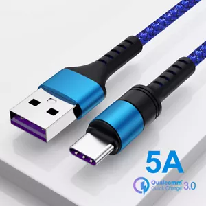 Type C 5A Super Fast Charging Charger Sync Cable For Huawei P30 P20 Samsung - Picture 1 of 16