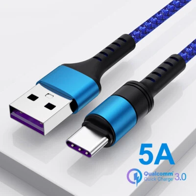 Type C 5A Super Fast Charging Charger Sync Cable For Huawei P30 P20 Samsung - Image 1 of 4