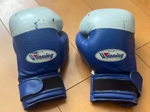 Guantes de Boxeo Amateur Winning Old 10oz Azul Aprobados por JAPÓN Usados - Imagen 1 de 2