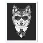 Cravate nœud loup avec lunettes de soleil 12 x 16 pouces imprimé art encadré