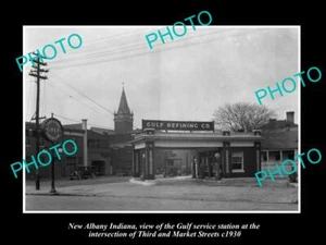 ANTIGUA FOTO HISTÓRICA 8x6 de la nueva gasolinera albany indiana the gulf c1930 - Imagen 1 de 1