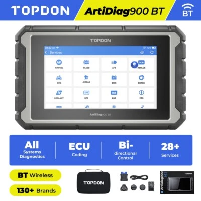 2025 TOPDON ArtiDiag900 BT Bidirectional Car Diagnostic Scanner Online Coding Foto 1 de 4