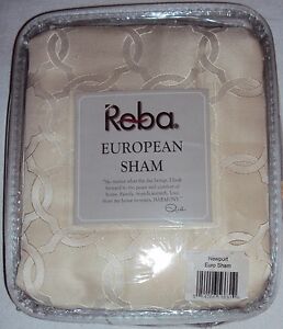 REBA Harmony NEWPORT Reversible Euro Sham European Pillowcase $50 26" Ivory NWT