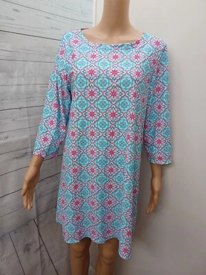 Vestido AQUA ET SOL Talla M Floral Crucero Estampado Azul Rosa Foto 1 de 4