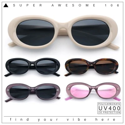 Gafas de sol de plástico con montura biselada elegantes ovaladas redondas de moda mod para mujer Foto 1 de 3