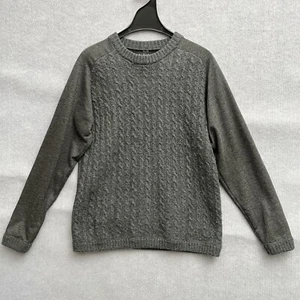 Alpha 60 Panel Wool & Cotton Knit Jumper Size Small Black & Grey Panel Crew Neck - Picture 1 of 7
