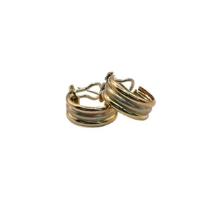 9ct 9k Tri Tone Gold Trio Ring Round Hoop Earrings Leverback 19mm 4.38 Grams New - Picture 1 of 8