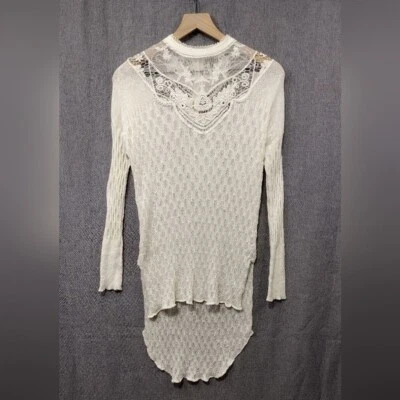 Vestido Top Free People Lino Algodón Crochet Para Mujer XS Blanco Boho Retro Años 90 Y2K Foto 1 de 4