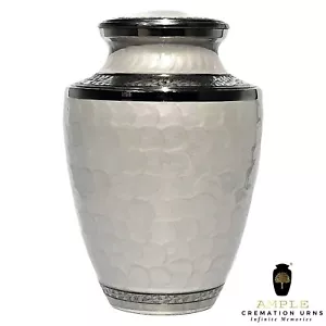 Elegant White Funeral Urn for Adults - Durable Brass Ashes Memorial Urn - Picture 1 of 9