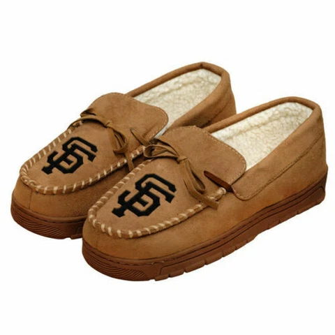 San Francisco Giants Size 13/14 MLB Moccasin Men Slipper Tan Cover