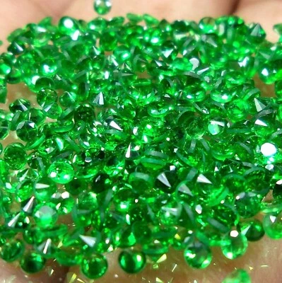 Natural Green Emerald  Round Cut 2 MM 100 pcs Loose Gemstone IDGL Certified QWG1 - Image 1 of 4