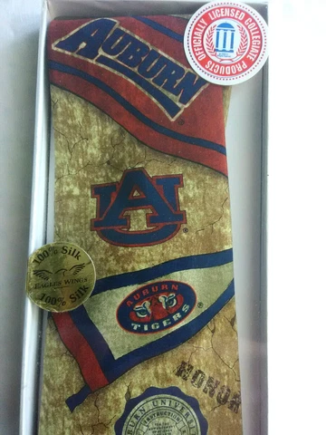 Auburn Tigers Men's Silk Tie University Logo College Alumni Gift Neck Tie New Cover