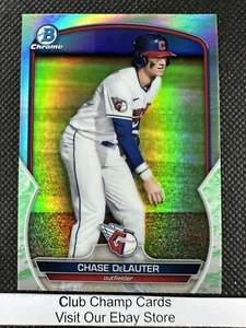 2023 #BCP-103 Chase DeLauter Bowman Chrome Prospect Refractor Cleveland Guardian - Imagen 1 de 2