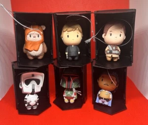 Hallmark Star Wars Mystery 6 Oranaments Set Ewok Bobba Fet Luke Leia Lando Figs - Picture 1 of 3