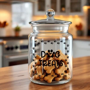 Dog Treats Black Vinyl Paw Print Self Adhesive Decal Sticker Treat Jar NEW - Picture 1 of 3