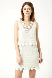 TOPSHOP Women Ivory Sleeveless Crochet Layered Lined Dress,PRP£48,Clearance Sale - Picture 1 of 9