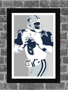 Dallas Cowboys Troy Aikman Portrait Sport Druck Kunst 11x17 - Bild 1 von 1