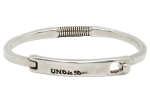 VINTAGE SILVER-PLATED UNISEX UNO DE 50 TAG-LIKE CLASP CLOSURE BANGLE BRACELET - Picture 1 of 6