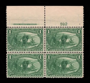 MOMEN: US STAMPS #285 INTACT PLATE BLOCK OF 4 MINT OG 2LH/2NH LOT #94297 - Picture 1 of 2