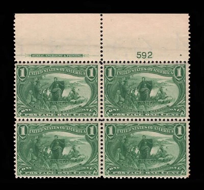 MOMEN: US STAMPS #285 INTACT PLATE BLOCK OF 4 MINT OG 2LH/2NH LOT #94297 - Image 1 of 2