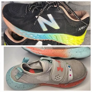 Lot Of New Balance Girls Shoes Size 12 & Under Armour Runplay Fade Gray Pink 13 - Picture 1 of 21