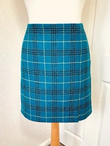 Hobbs Moon Sea Green Mix Check Aline Skirt 100% Wool Size 10 - A2396 - Picture 1 of 5