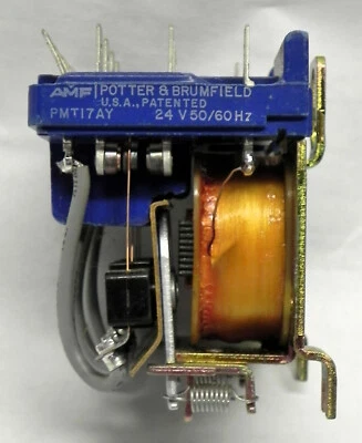 AMF Potter & Brumfield PMT17AY Power Relay, Open Style, 4PDT, 14 Quick-Connects - Image 1 of 4
