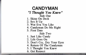 Candyman I Thought You Knew PROMO ADVANCE DEMO Cassette Tape Album Hiphop Rap - Imagen 1 de 2