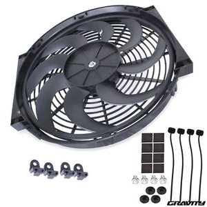 KIT VENTOLA INTERCOOLER RADIATORE MOTORE LAMA CURVA 16" ELETTRICO 12V 120W - Foto 1 di 10