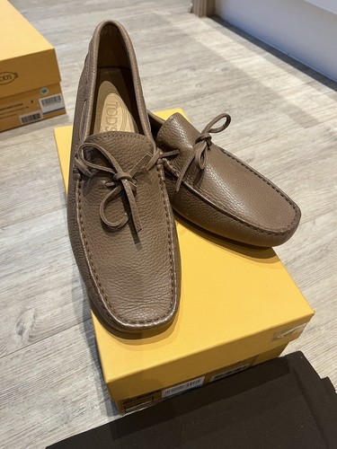 TOD’S Mocassini Tods Laccetto uomo pelle marrone chiaro gommini uomo UK 8 EU42 nuovi con scatola