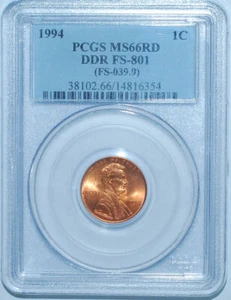 1994 PCGS MS66RD FS-801 Red Double Doubled Die Reverse Lincoln Cent - Picture 1 of 3