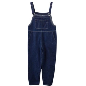 Women Denim Bib Overalls Jumpsuit Jeans Trousers Plain Workwear Pants Retro - Picture 1 of 13