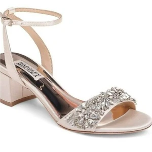 NWOT Badgley Mischka Ivanna Embellished Block Heel Evening Shoe Womens 7.5 - Picture 1 of 13