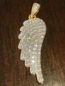 Angel Wing Pendant Round Cut Lab Created Diamond 2.00 Ct 14k Yellow Gold Over - Picture 1 of 1