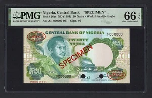 Nigeria 20 Naira ND(1984) P26as Specimen Uncirculated Grade 66 - Picture 1 of 2