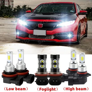 For Honda Civic 2016 2017-2019 2020 - 6x LED Headlight Hi Lo Beam + Fog Bulbs BY - Picture 1 of 10