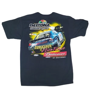 Vintage Daytona Budweiser Shootout Nascar 2003 Black Tee Shirt Nite Race Sz L - Picture 1 of 6