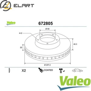 2x BRAKE DISC 672805 FOR FIAT PANDA/Hatchback/Van/VAN FIORINO/Box/Body/MPV 1.2L - Picture 1 of 8