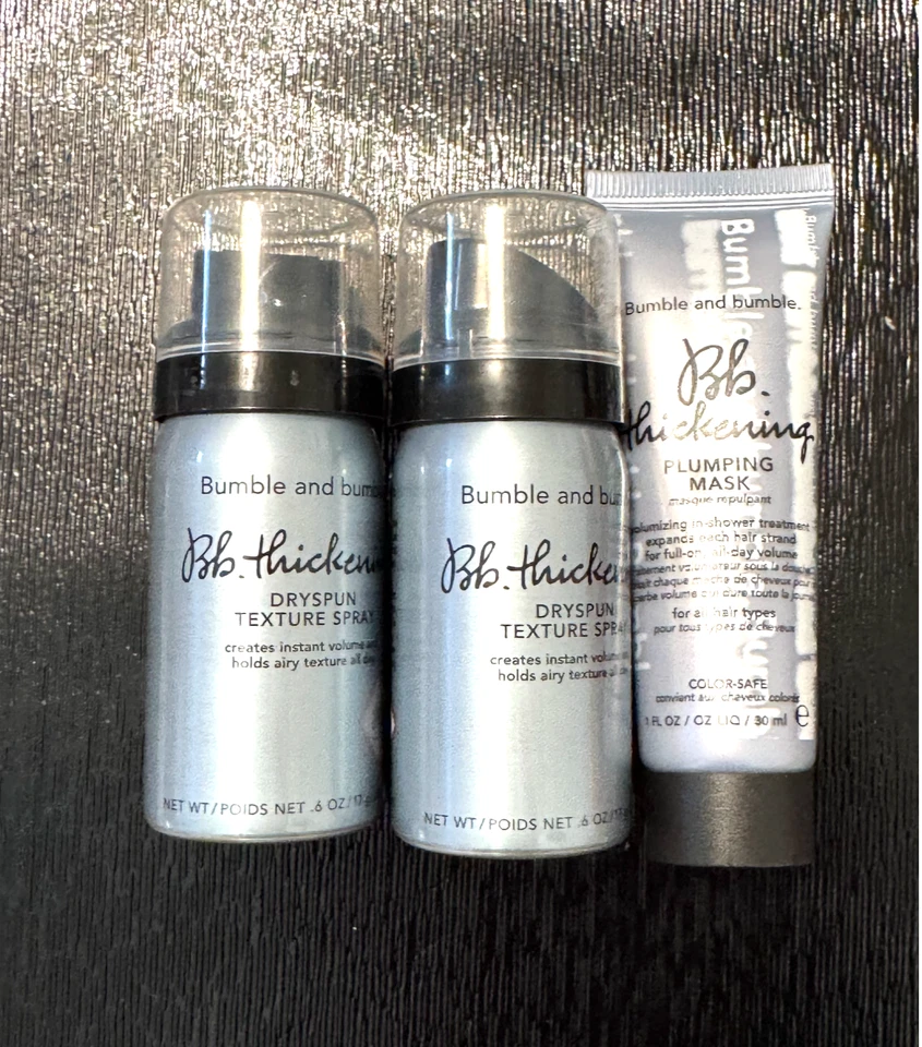 Novo lote de 3 peças Bumble & Bumble Bb Máscara Espessante Cabelo + Textura Dryspun - Imagem 1 de 1