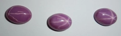 Opaque Star Ruby Oval 14x10 mm Cabochon 6 Rayed Lab-created Stone 3 pieces Lot - Image 1 of 4