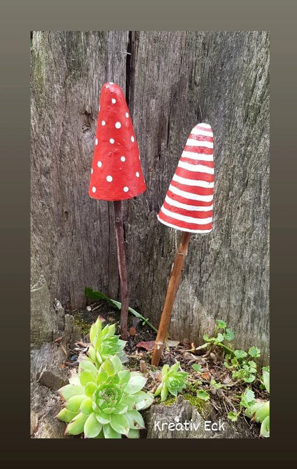 Gartendeko BETON Pilze BETONDEKO HANDGEMACHT Fliegenpilz Herbstdeko - Bild 1 von 1